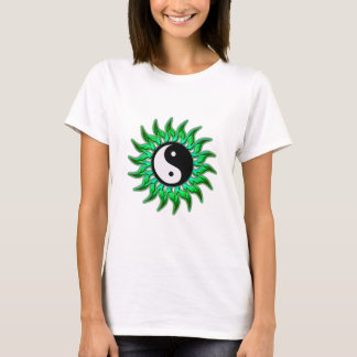 T-shirts Emerald Green Flaming Yin Yang Sun