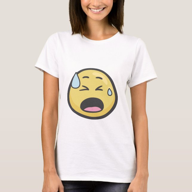 T-shirts Emoji: Cara com suor frio (Frente)