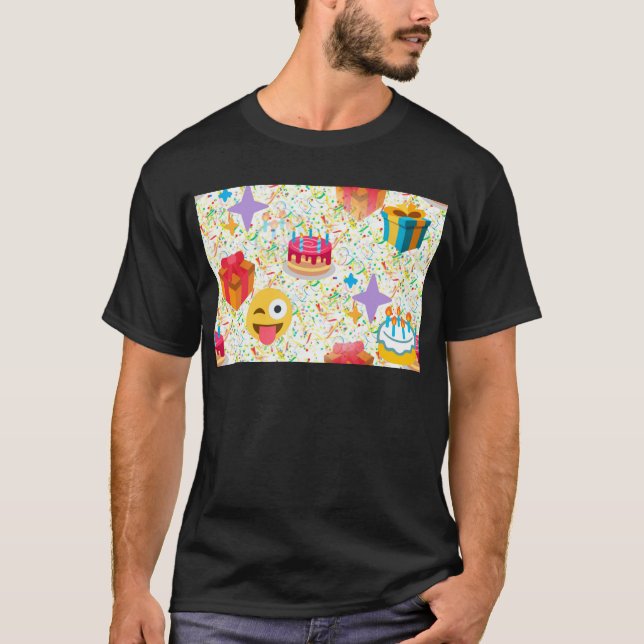 T-shirts emoji de feliz aniversário (Frente)