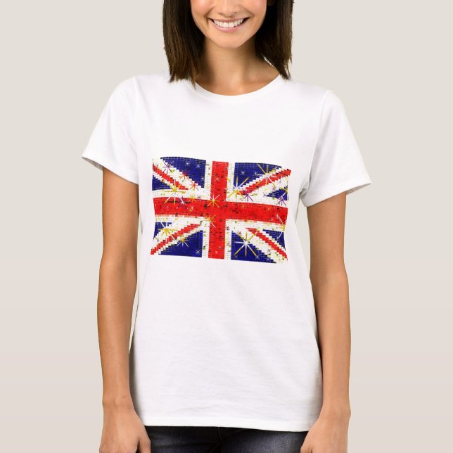 T-shirts Encanto BRITÂNICO do glitz da bandeira (Frente)
