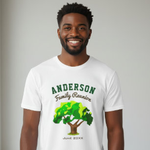 T-shirts Encontro Familiar Nome Personalizado Árvore Verde