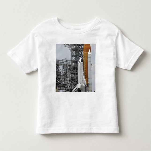 T-shirts Endeavor de Shuttle Espacial no bloco de lançament (Frente)