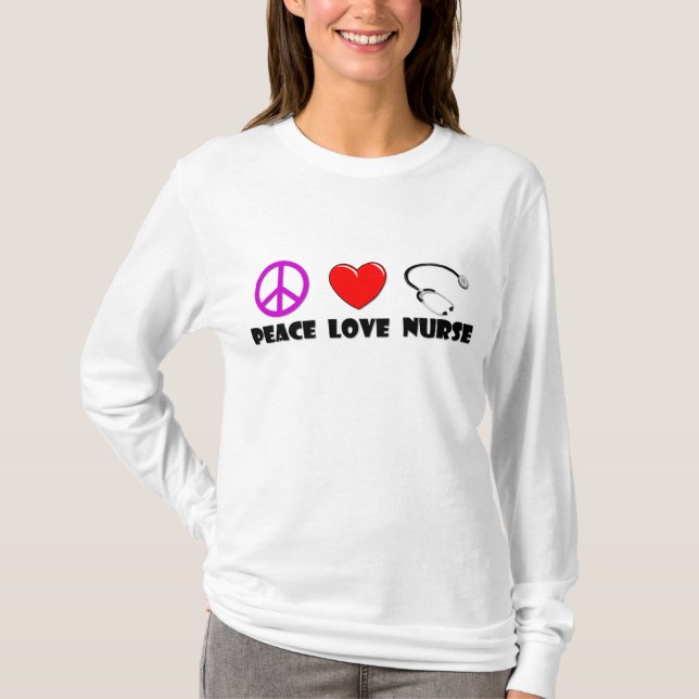 T-shirts Enfermeira do amor da paz (Frente)