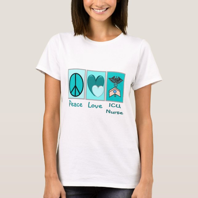 T-shirts Enfermeira do amor ICU da paz (Frente)