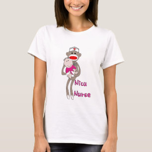 T-shirts Enfermeira Nicu Sock Monkey Design presentes