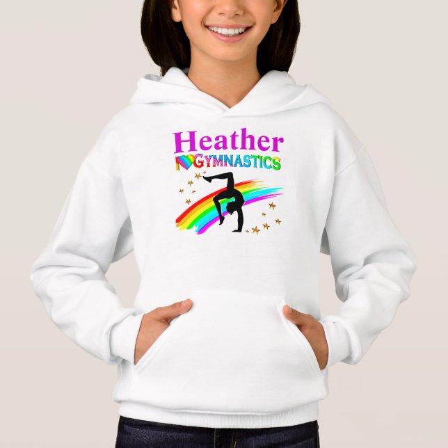 T-SHIRTS ENGANO PERSONALIZADO EU AMO GINÁSTICA HOODIE (Frente)