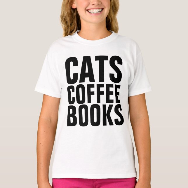T-shirts engraçadas para crianças, livros de CAFÉ  (Frente)