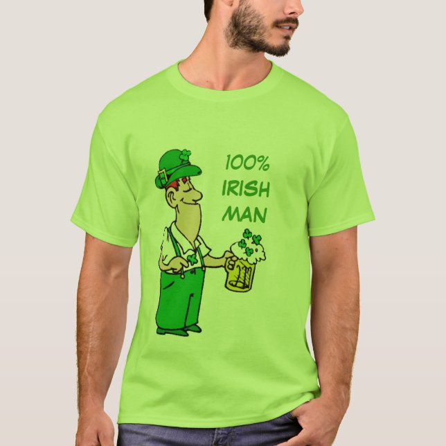 T-shirts Engraçado 100% IRLANDÊS (Frente)