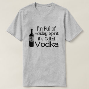 T-shirts Engraçado Cheio de Espírito de Vodka de Natal
