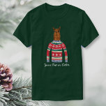 T-shirts Engraçado doce doce doce de natal Cute Llama Lover<br><div class="desc">Camisa de férias de inverno engraçada com um Llama vestindo um doce nórdico de Natal "Feio". Na verdade, achamos que ele é preferencialmente quadril! Personalize com seu próprio texto personalizado ou simplesmente exclua. Faz uma camisa perfeita para uma festa de doce de Natal Feia ou camisa de Natal para qualquer...</div>