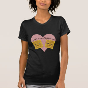 T-shirts Engraçado Eu Amo Você Um Lote de Waffles Fofo Kawa