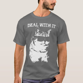 T-shirts Engraçado lidar com isso. Gato vestindo óculos de