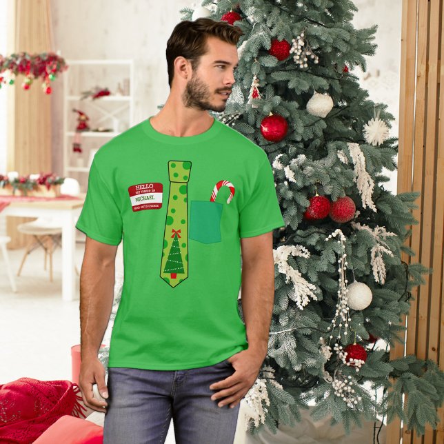 T-shirts Engraçado Nome de etiqueta de Natal Personalizado (Criador carregado)