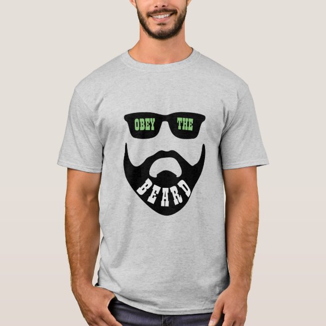 T-shirts Engraçado Obedeça a barba (Olhos Verdes da Barba N (Frente)