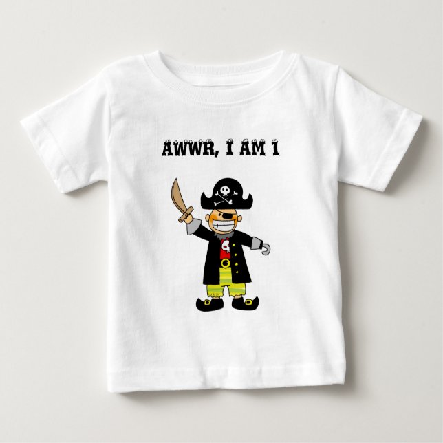 T-shirts Engraçado Pirate Birthday Age 1 Design (Frente)