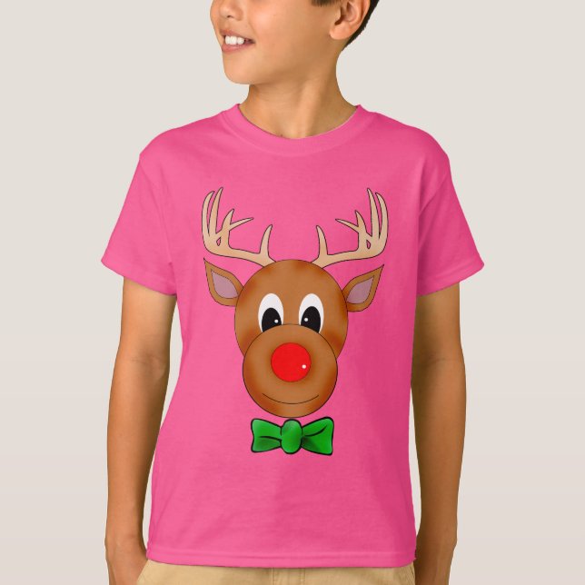 T-shirts Engraçado Reindeer de Natal com Bowtie (Frente)