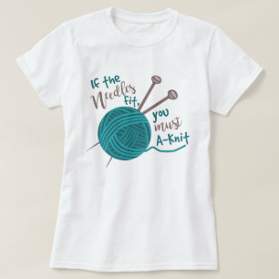 T-shirts Engraçado tricotar Agulhas Yarn Knitter Humor