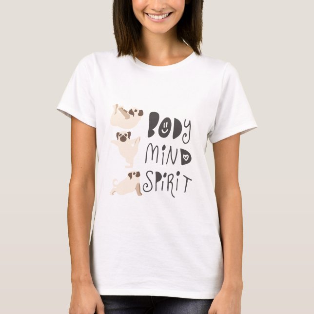 T-shirts Engraçado Yoga Pugs (Frente)
