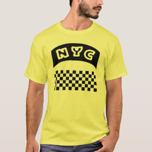 T-shirts Entalhe de NYC com tabuleiro de damas e bandeira