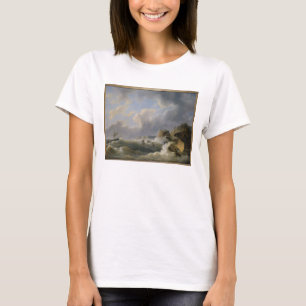 T-shirts Envio fora de um litoral em um mar áspero (óleo