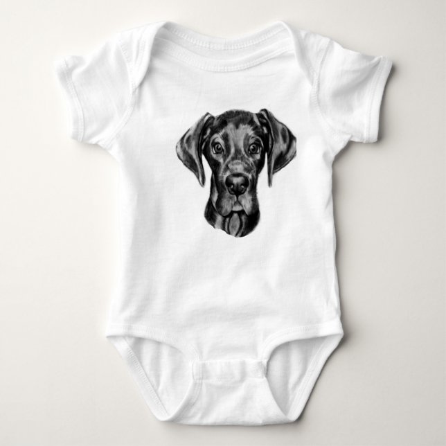 T-shirts Equipamento do bebê de great dane (Frente)