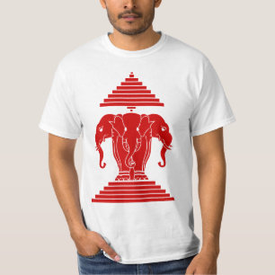 T-shirts Erawan três dirigiu o Lao do elefante/bandeira de