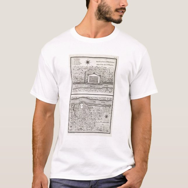 T-shirts Esboço de Nova Orleães tomado do forte St Charles (Frente)