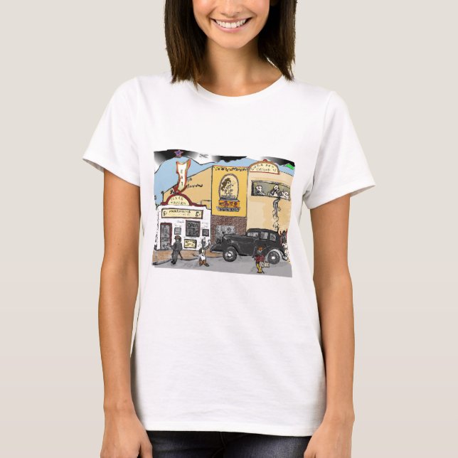 T-shirts Esboço dos desenhos animados da taberna de Texas (Frente)