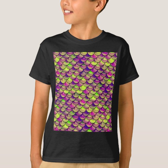 T-shirts Escalas roxas e verdes caídas (Frente)
