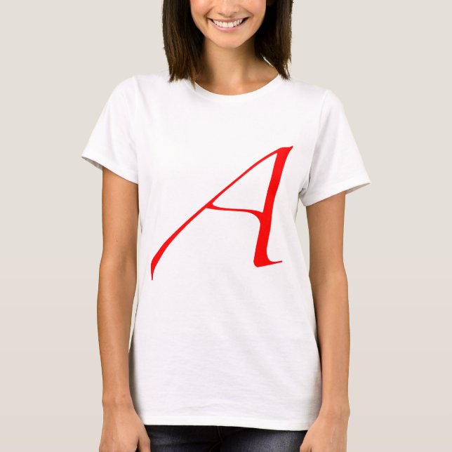 T-shirts Escarlate de letra A (para o ateu) (Frente)