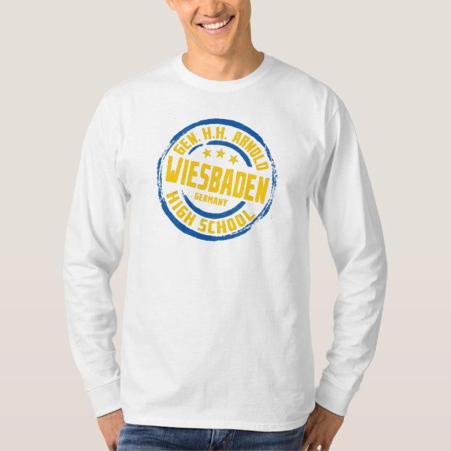 T-shirts Escola de Ensino Médio Gen HH Arnold Azul e Dourad (Frente)