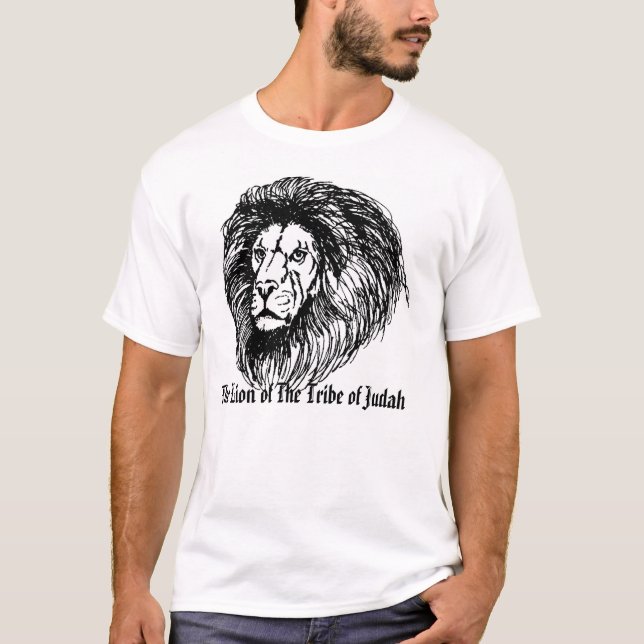 T-shirts escreva o leão, o leão do tribo de Judah (Frente)
