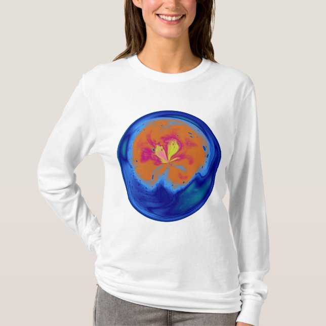 T-shirts Esfera Abstrato azul com efeito leve (Frente)