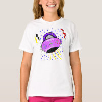 Espaçonave Estrelas Pétalas Rosa Roxo Sorriso Fofo