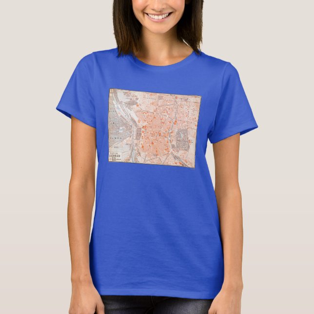 T-shirts Espanha: Mapa de Madrid, C1920 (Frente)