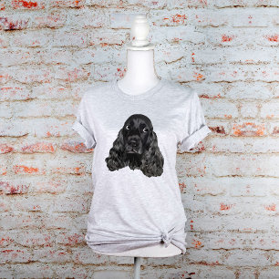 T-shirts Espanhol de Cocker Preto-Cinto