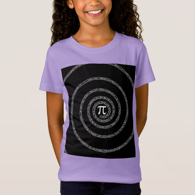 T-shirts Espiral para Pi no Estilo Preto (Frente)