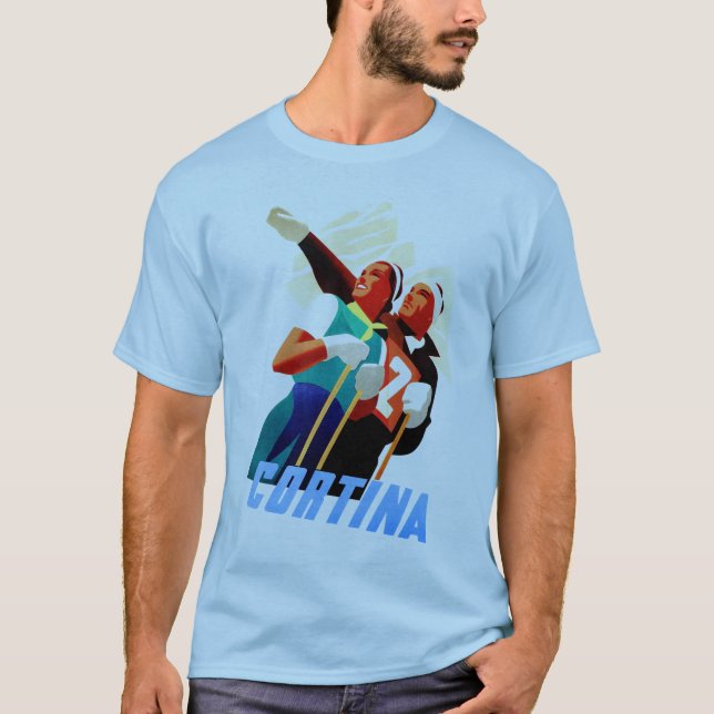 T-shirts Esporte de inverno italiano do esqui do viagem do (Frente)