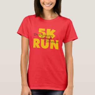T-shirts Esportes de atletismo de corrida amarela de 5K