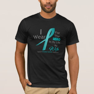 T-shirts Esposa - herói em minha vida - câncer de ovário