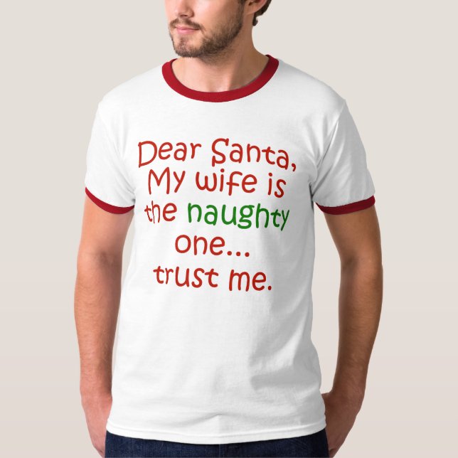 T-shirts Esposa impertinente do caro papai noel (Frente)