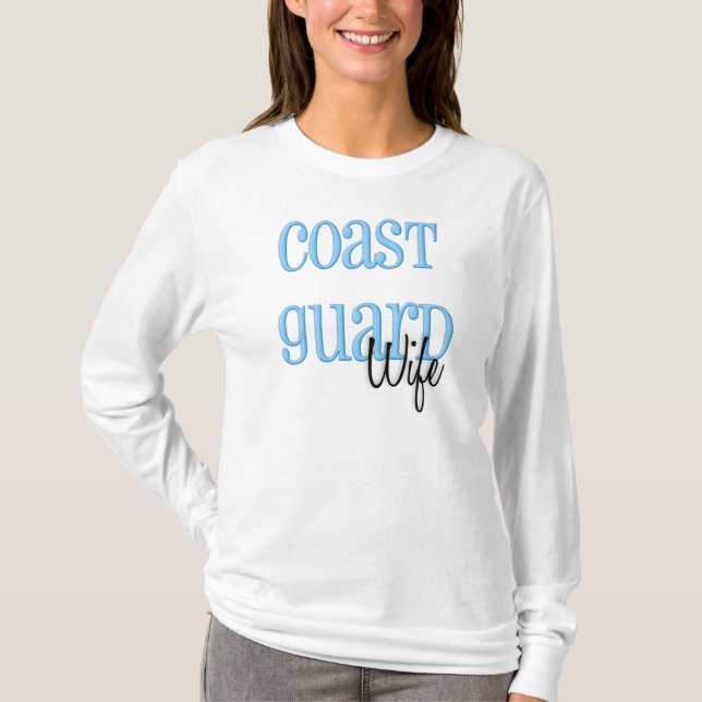 T-shirts Esposa longa da guarda costeira da luva (Frente)