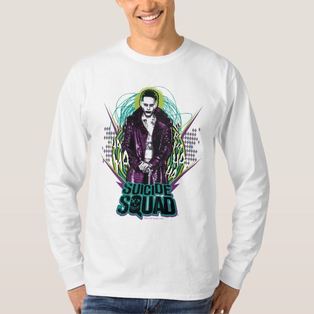 T-shirts Esquadrão Suicida | Gráfico do Joker Retro Rock (Frente)