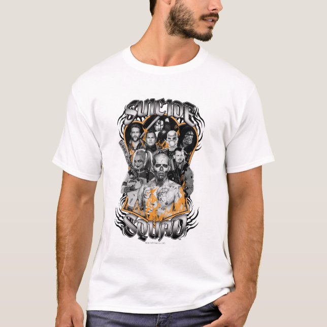 T-shirts Esquadrão Suicida | Task Force X Tatuagem Tribal (Frente)