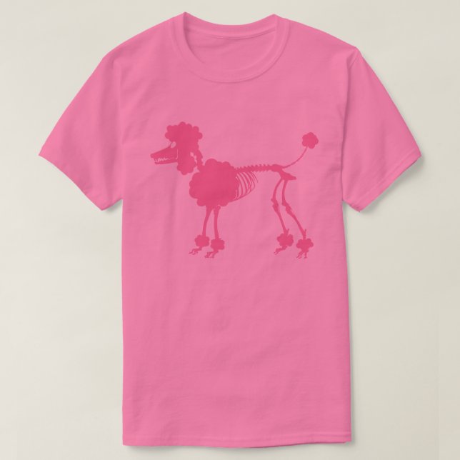 T-shirts Esqueleto de Poodle Rosa (Frente do Design)
