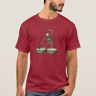 T-shirts Esqueleto de Vintange que joga os cilindros da