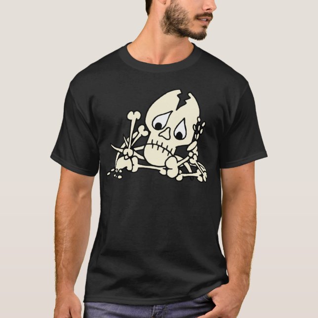 T-shirts Esqueleto dos Ossos Quebrados de Cartoon (Frente)