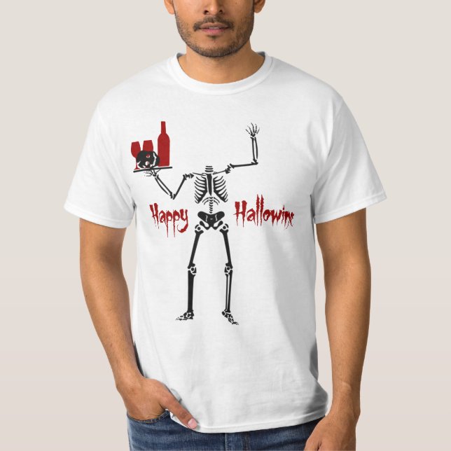T-shirts Esqueleto Feliz Halloween Sem Cabeça (Frente)