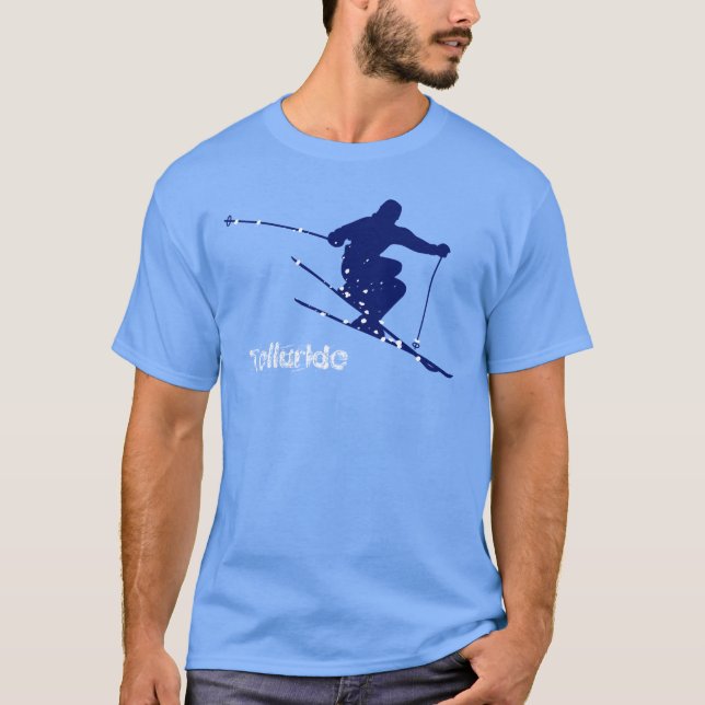 T-shirts Esqui azul da neve do Telluride (Frente)