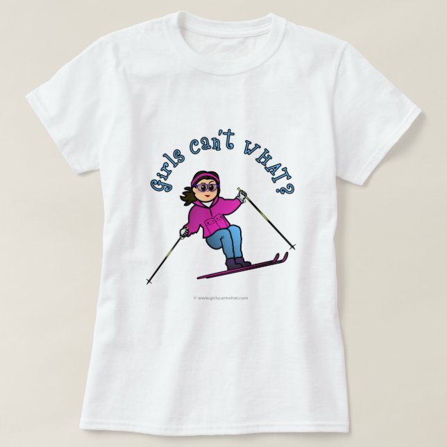 T-shirts Esqui de Neve de Menina Clara (Frente do Design)